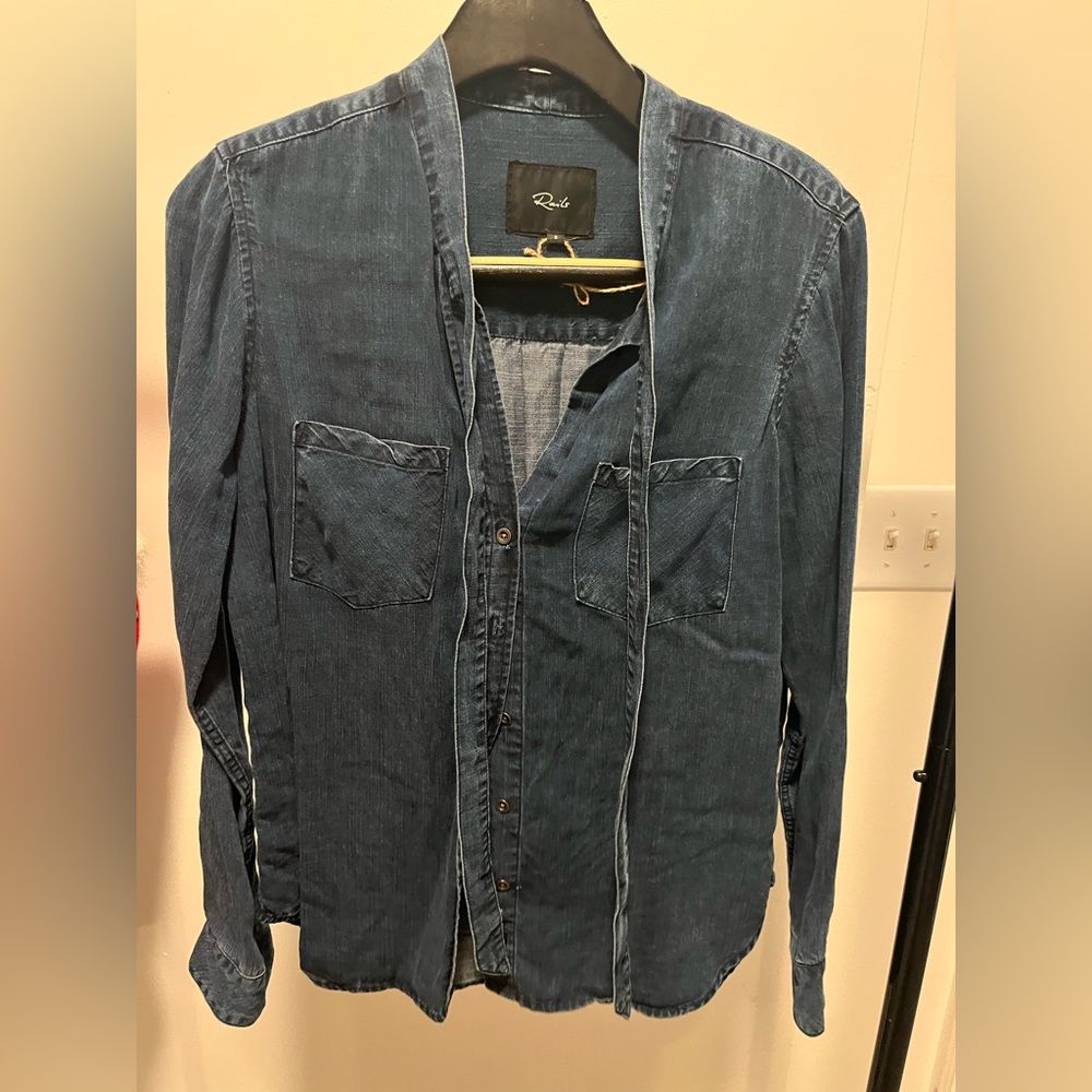 Rails rosalee dark vintage wash long sleeve denim blouse